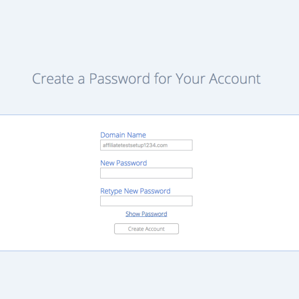 Create a password on Bluehost